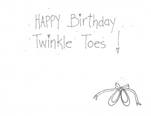 Happy Birthday Twinkle Toes card inside