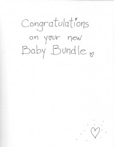 Congratulations on your new Baby Bundle card inside