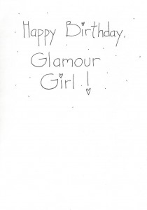 Happy Birthday Glamour Girl card inside right