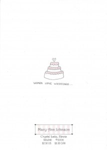 Congratulations, Love and Joy on your Wedding Day card back