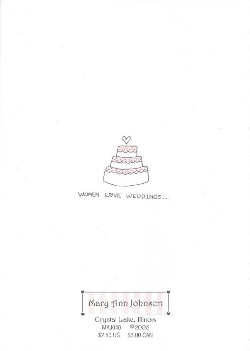 Congratulations, Love and Joy on your Wedding Day card back