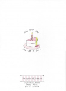 TODAY is your Birthday HAPPY Birthday to YOU card back