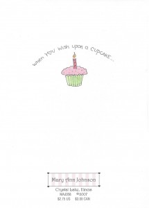 HAPPY Birthday, CUPCAKE card back