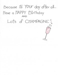 inside right of now let's OPEN the GOOD CHAMPAGNE card