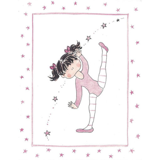 ballerina on card with stars
