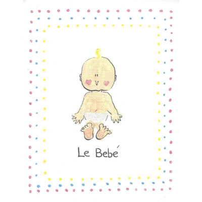 le bebe with colored dots background card front