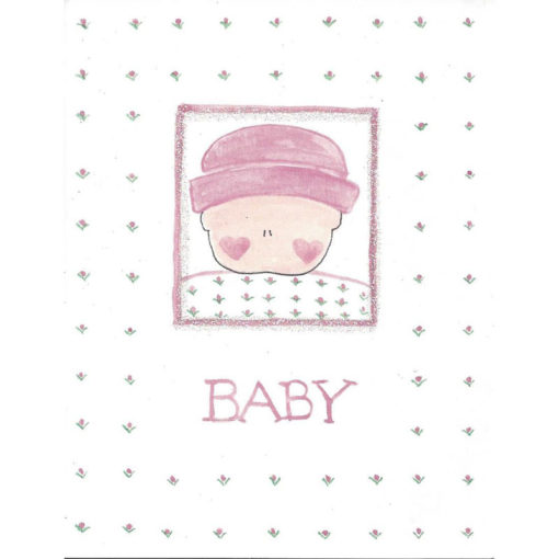 baby with pink flowers card front