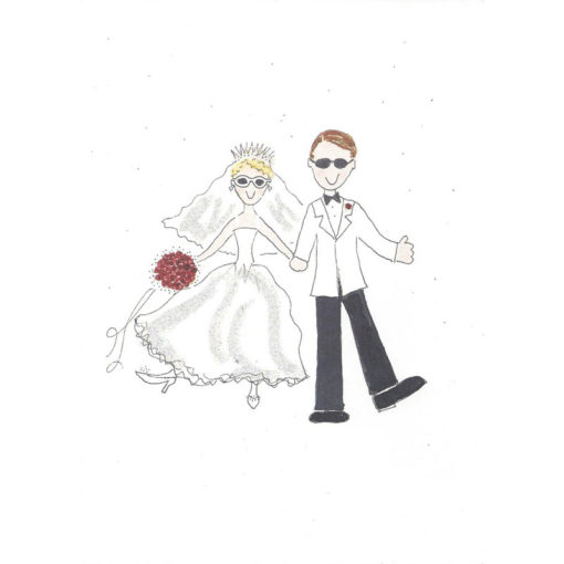 bride and groom in sunglasses