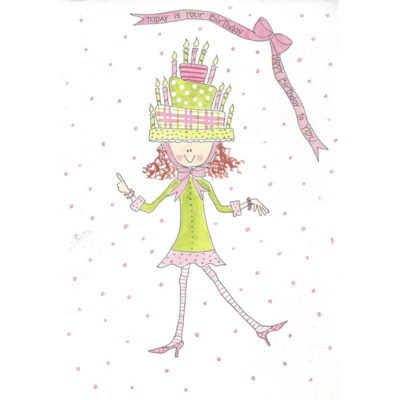 girl with birthday cake hat on