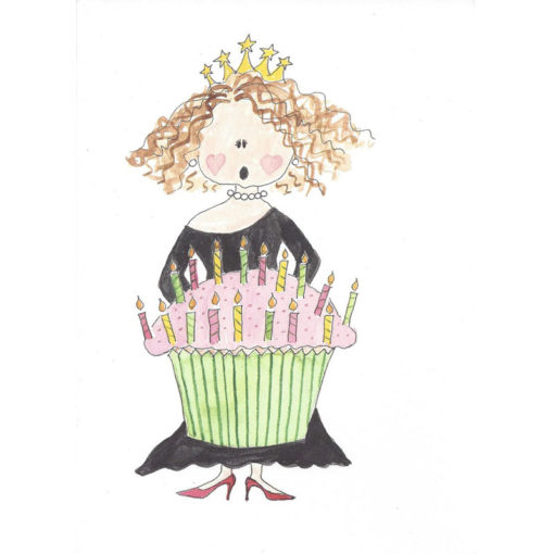 lady blowing out candles on cupcake