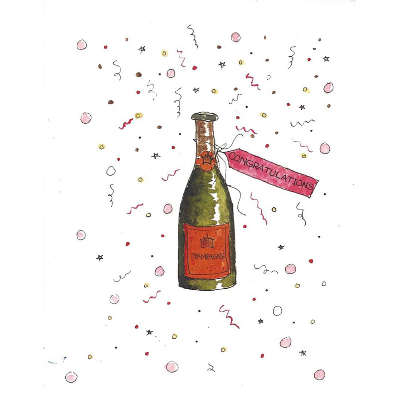 Greeting Card image of congrats and champagne bottle