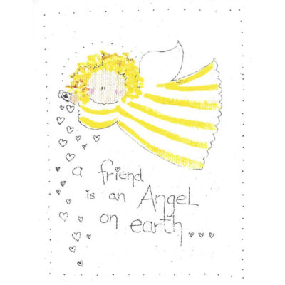 angel in yellow striped dress