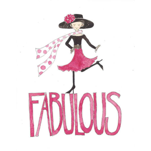lady standing on text that says Fabulous