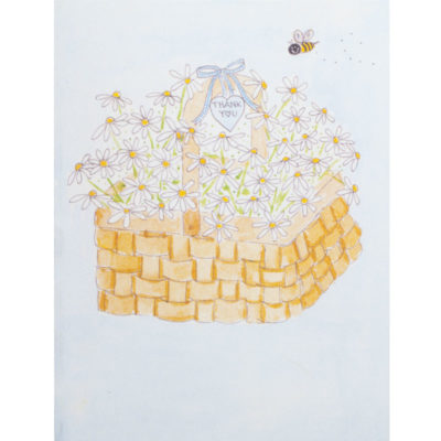 daisies in basket with bee