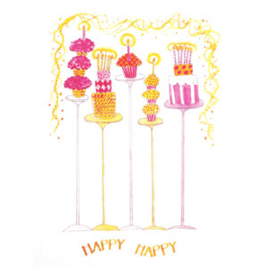 front of happy happy card