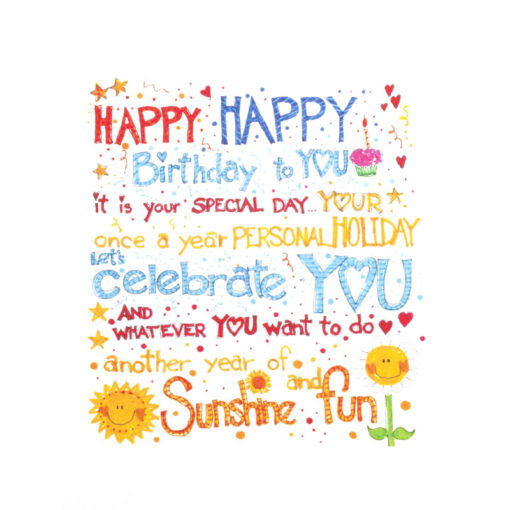 front of Happy Happy Birthday to YOU...Sunshine and fun card