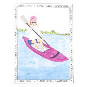 front of lake girl - pink kayak card