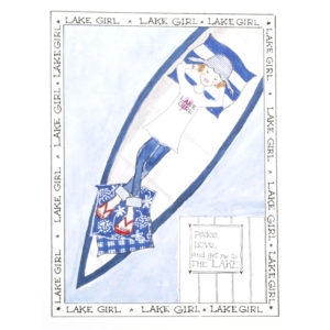 front of lake girl - rowboat card