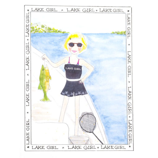 front of lake girl - Fishing card