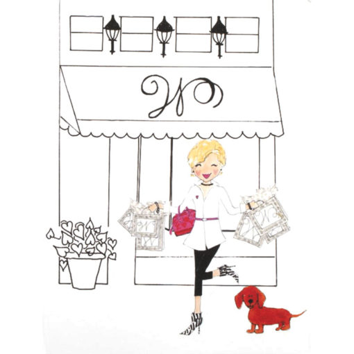 front of shop girl - W shop card