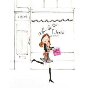 front of shop girl - beauty shop card