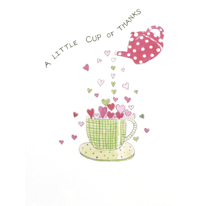 Greeting Card image of teacup overflowing with hearts