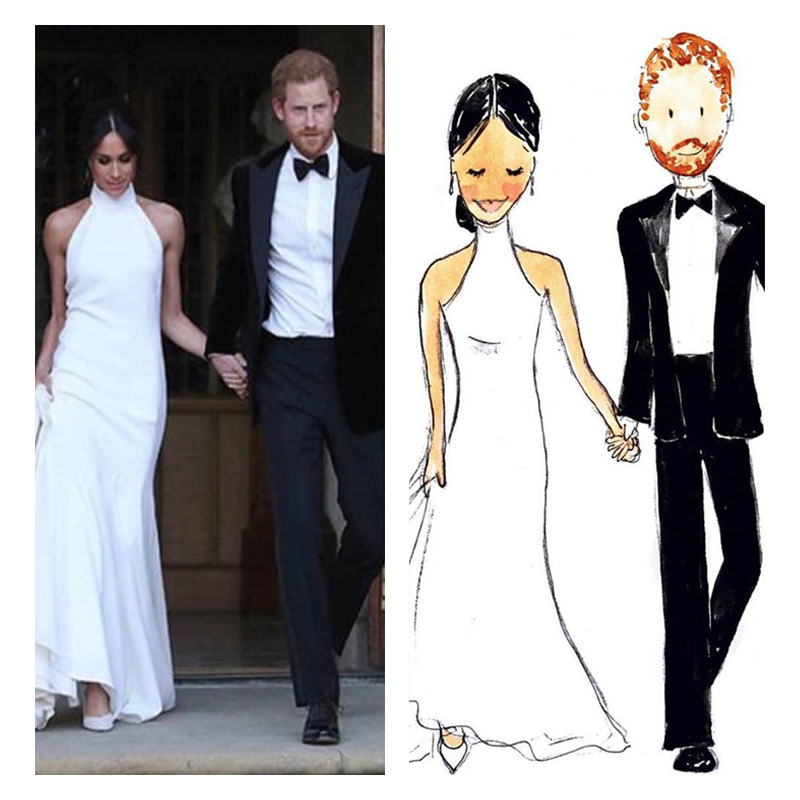 Custom Portrait Illustration of Harry and Meghan