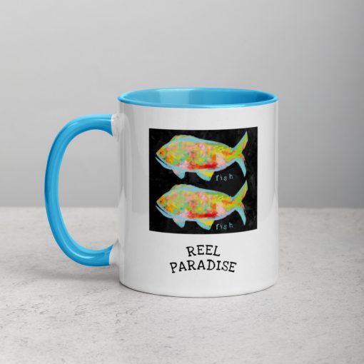 REEL PARADISE MUG mockup in blue - front