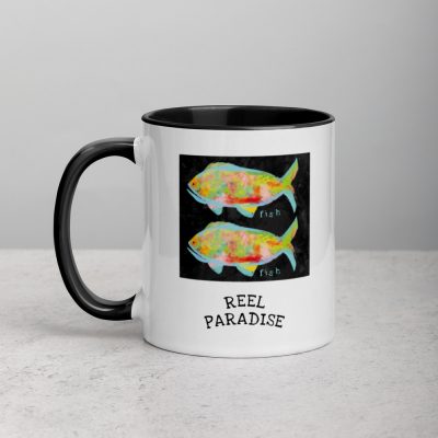 REEL PARADISE MUG mockup in black - front