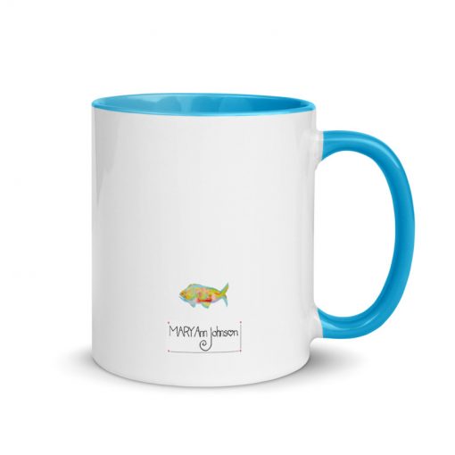 REEL PARADISE MUG mockup in blue - back