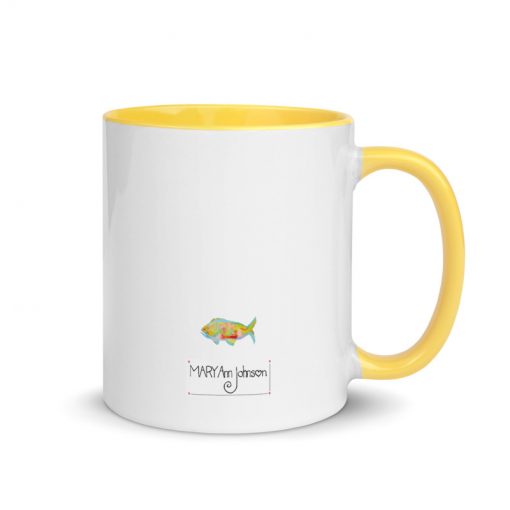 REEL PARADISE MUG mockup in yellow - back