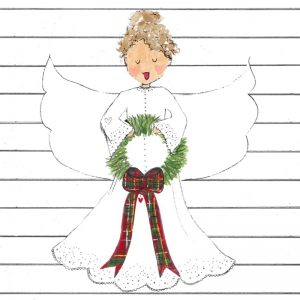 white angel with striped background